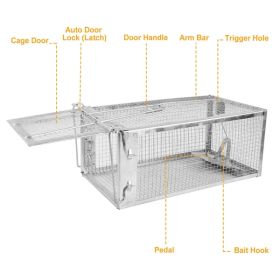2 Pack Rat Trap Cage Humane Live Rodent Trap Cage Galvanized Iron Mice Mouse Control Bait Catch With Detachable U Shaped Rod
