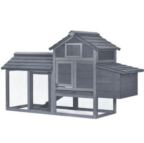 Chicken Coop Kit 59 Outdoor Solid Wood Enclosed House Ventilation Gray