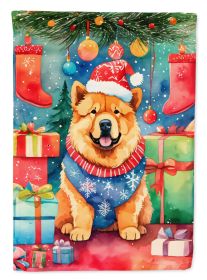 Chow Chow Christmas House Flag Large Porch Sleeve Pole Decorative Outside Yard Banner Artwork Wall Hanging, Polyester, House Size, Multicolor