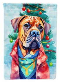 Dogue de Bordeaux Christmas House Flag Large Porch Sleeve Pole Decorative Outside Yard Banner Artwork Wall Hanging, Polyester, House Size, Multic