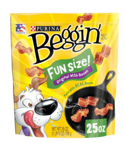 Purina Beggin' Strips Small Dog Treats Fun Size Original with Real Bacon Flavor Chews, 25 oz Pouch