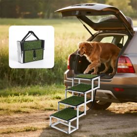 Foldable Dog Ramp For Cars, SUVs, Trucks, Portable Pet Dog Stairs For Large Dogs With Non-Slip Surface  Reinforced Design, Lightweight Yet Sturdy Supp (Color: Green)