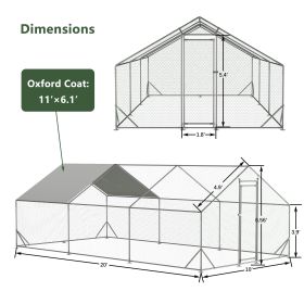Large Metal Chicken Coop, Walk-in Chicken Run, Galvanized Wire Poultry Chicken Hen Pen Cage, Rabbits Duck Cages With Waterproof And Anti-Ultraviolet C (Option: 3x6m)